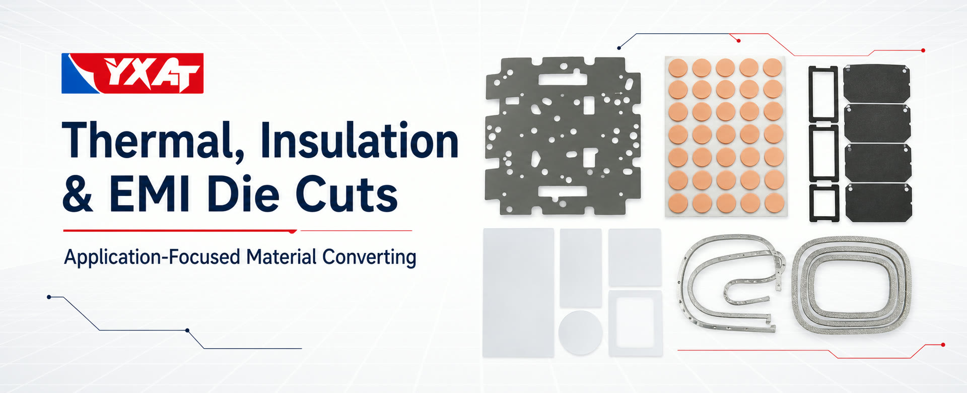 Thermal insulation and EMI shielding die cuts